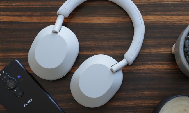 Sony WH-1000XM5 headphones seen in silver.