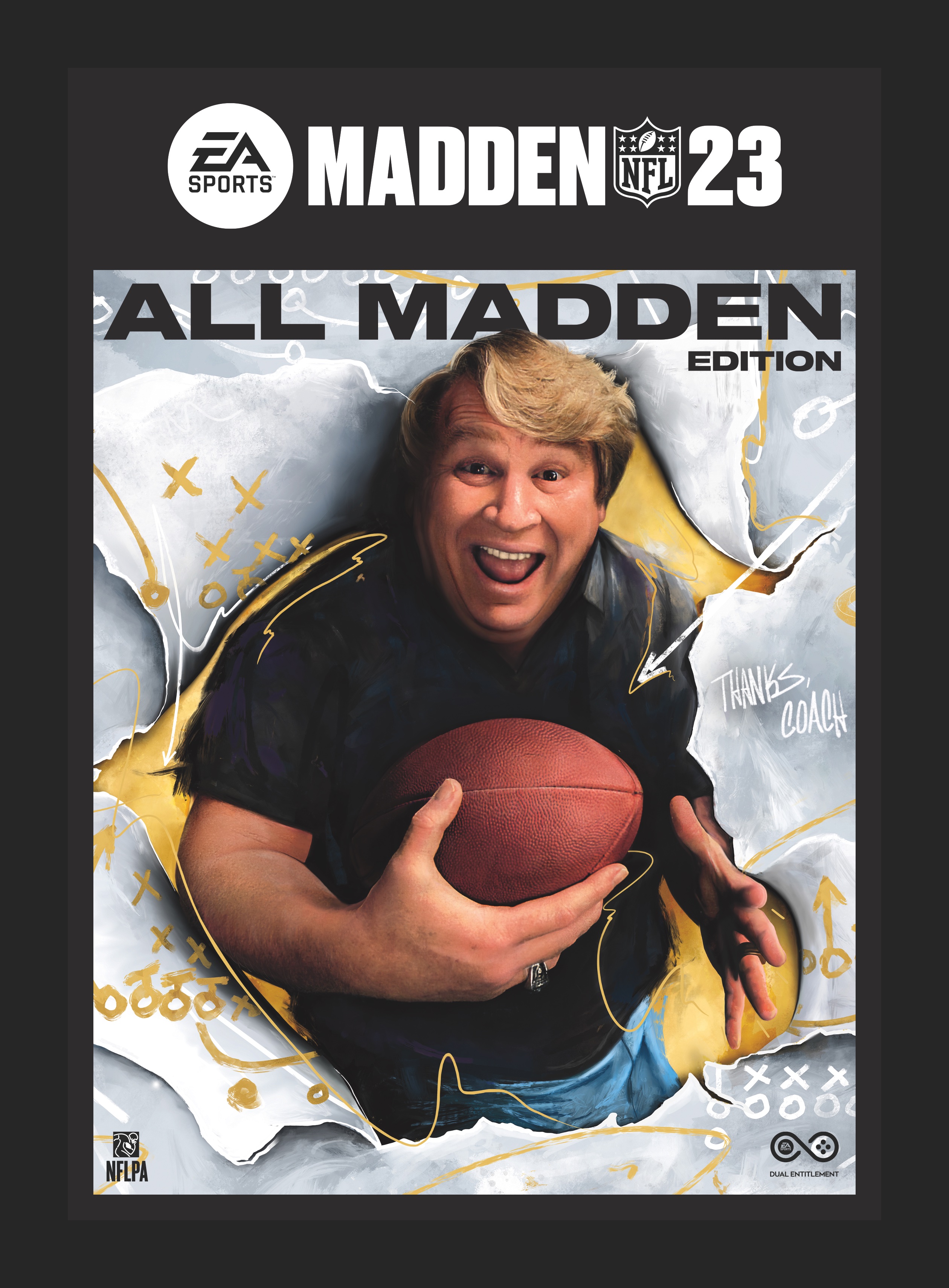 A vertical version of Madden NFL 23: All Madden Edition's key art.