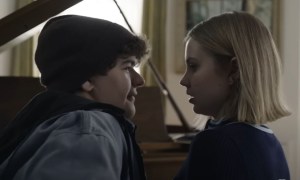 Gaten Matarazzo and Angourie Rice in Honor Society.