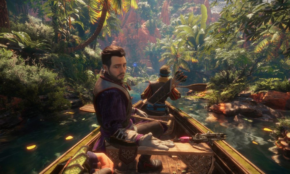 Horizon Call of the Mountain game still with characters in a boat.