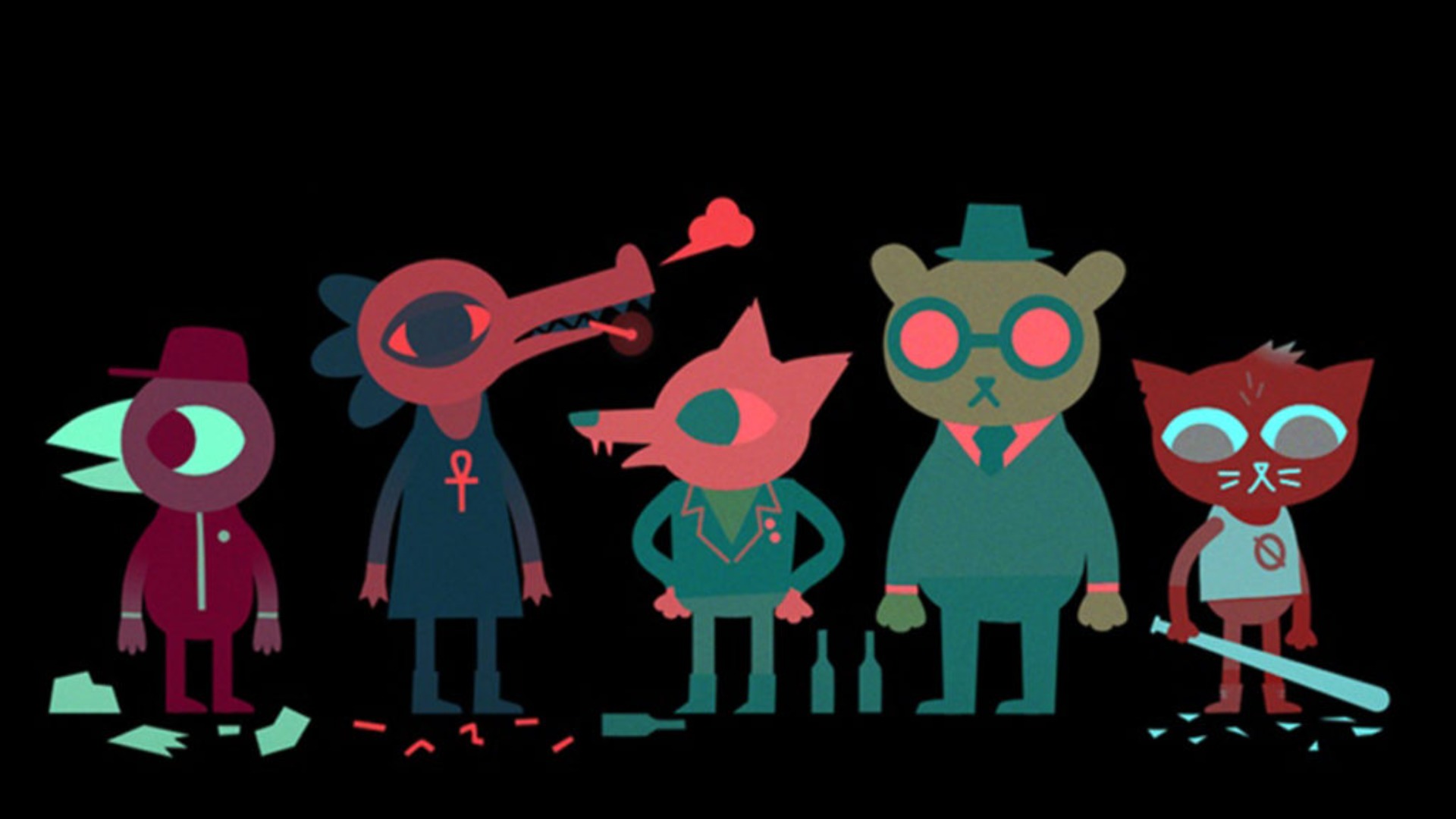 El colorido elenco de personajes de Night in the Woods.