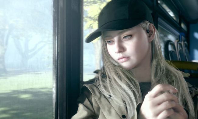 Ethan Winter's daughter Rosemary sits sadly on a bus in Resident Evil Village Shadow of Rose.