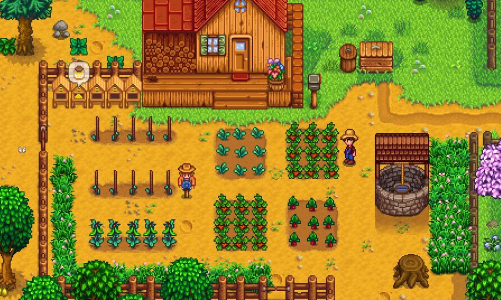 Stardew Valley overlooking a farm.