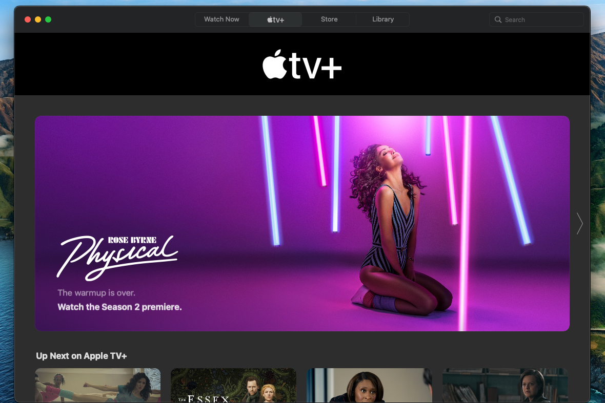 Home page di Apple TV+ con il programma Physical.