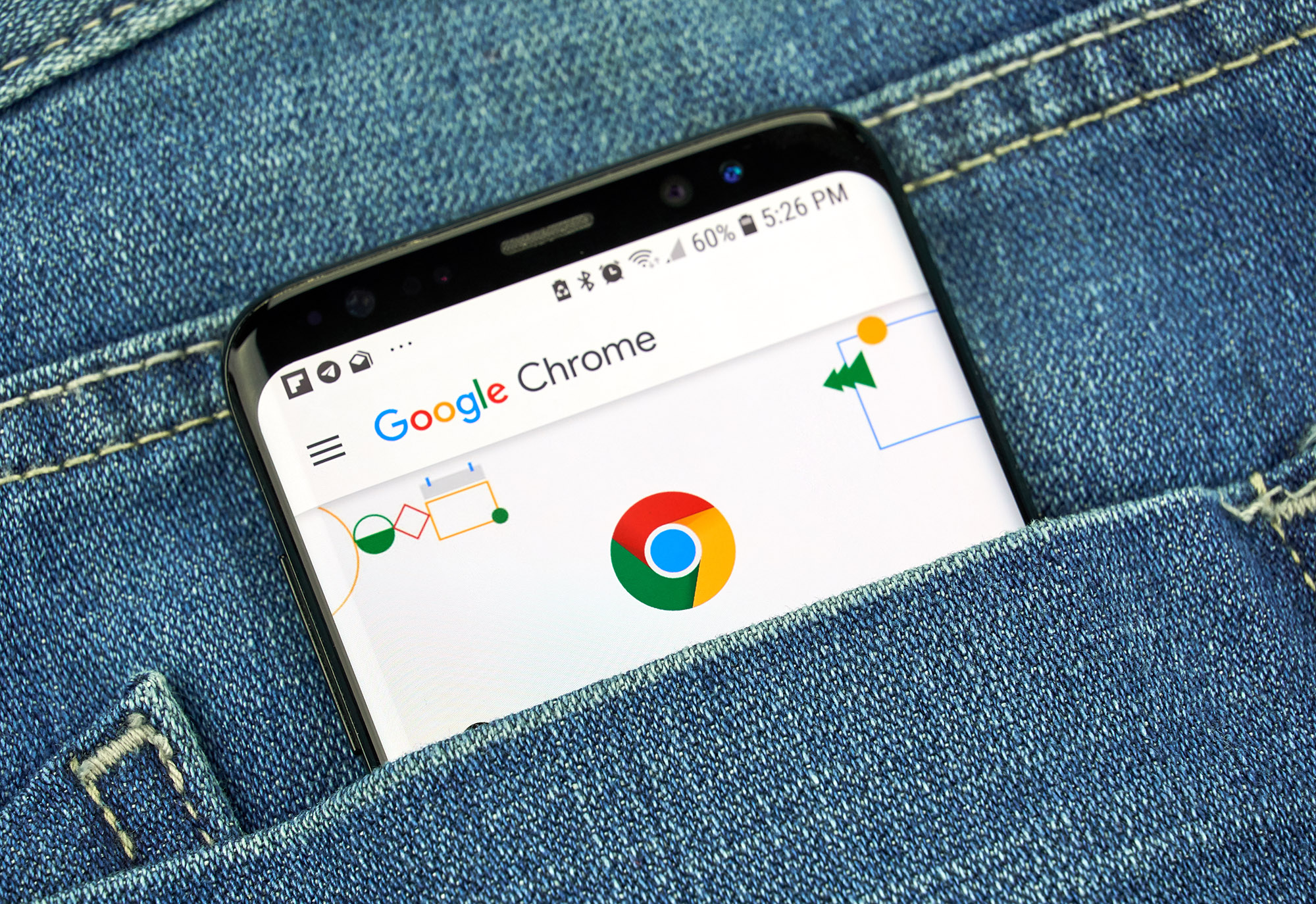 Application Google Chrome sur l'écran s8.