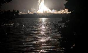 A SpaceX Falcon 9 rocket lifts off from Launch Complex 39A at Kennedy Space Center in Florida at 5:07 a.m. EST on Tuesday, Dec. 21, 2021, carrying the Dragon spacecraft on its journey to the International Space Station for SpaceX’s 24th commercial resupply services mission.