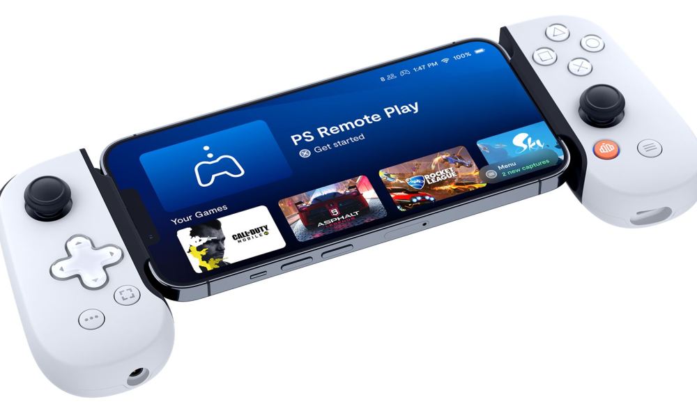 The Backbone One - PlayStation Edition lays down with the PS Remote Play turned on.