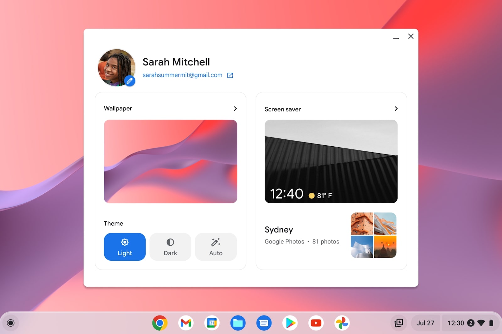 Les nouvelles options de fond d'écran dans ChromeOS