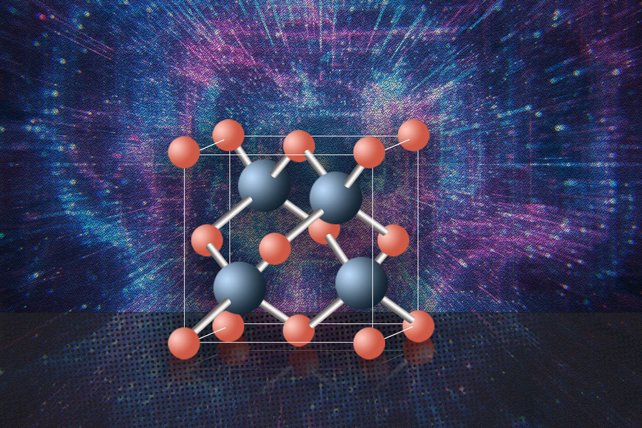 A graphic depicting cubic boron arsenide.