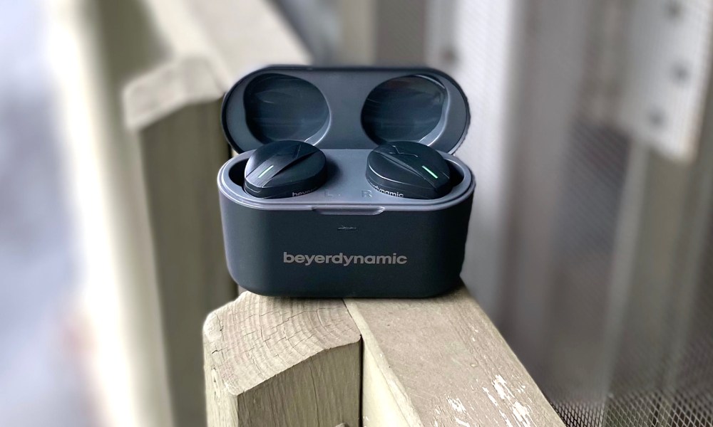 Beyerdynamic Free Byrd inside their charging case.