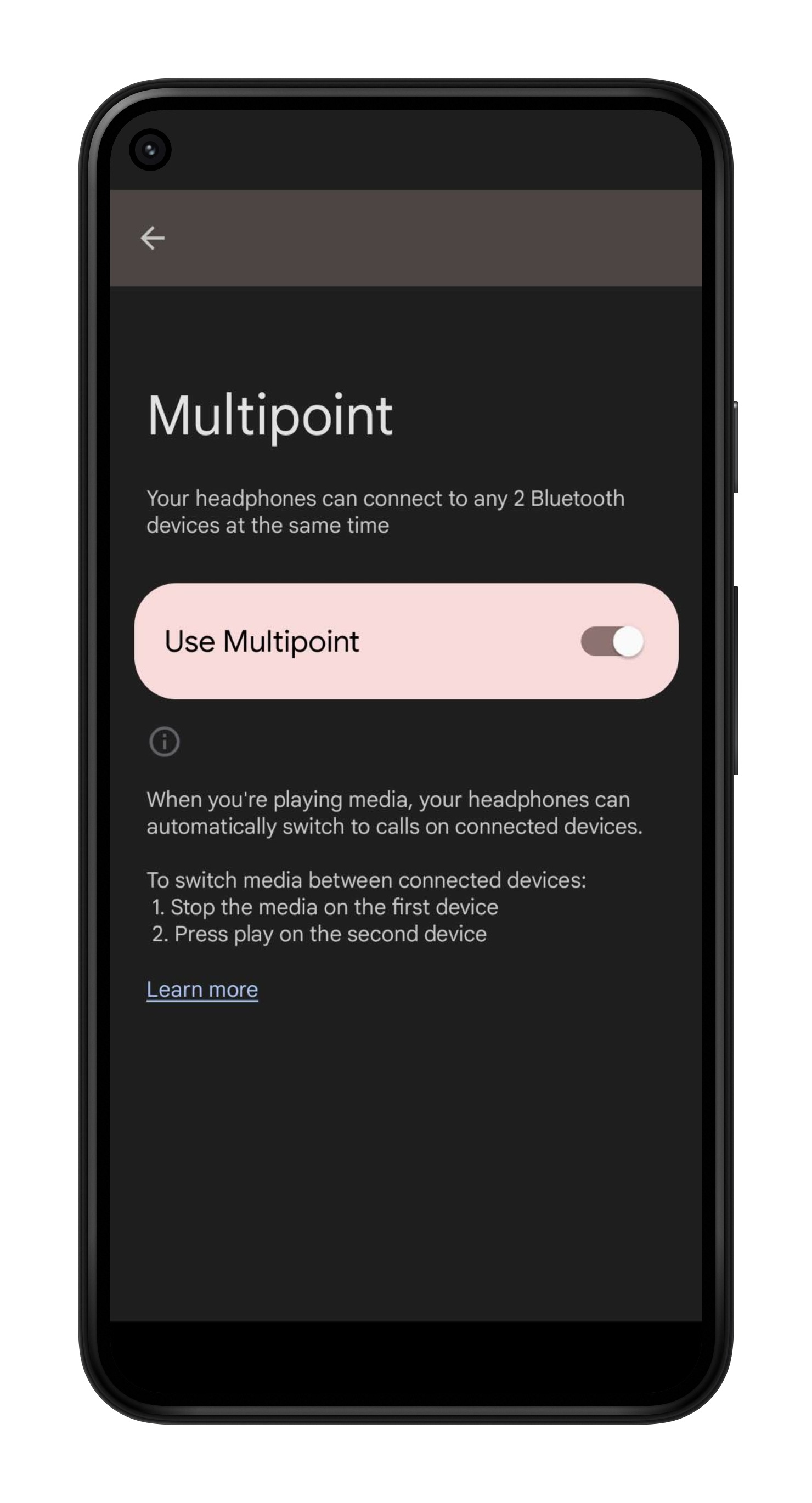 Pixel Buds app for Android: Bluetooth multipoint.