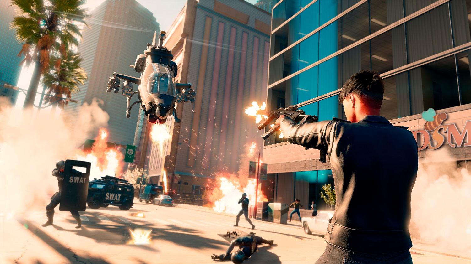 The Boss shooting the police in Saints Row.