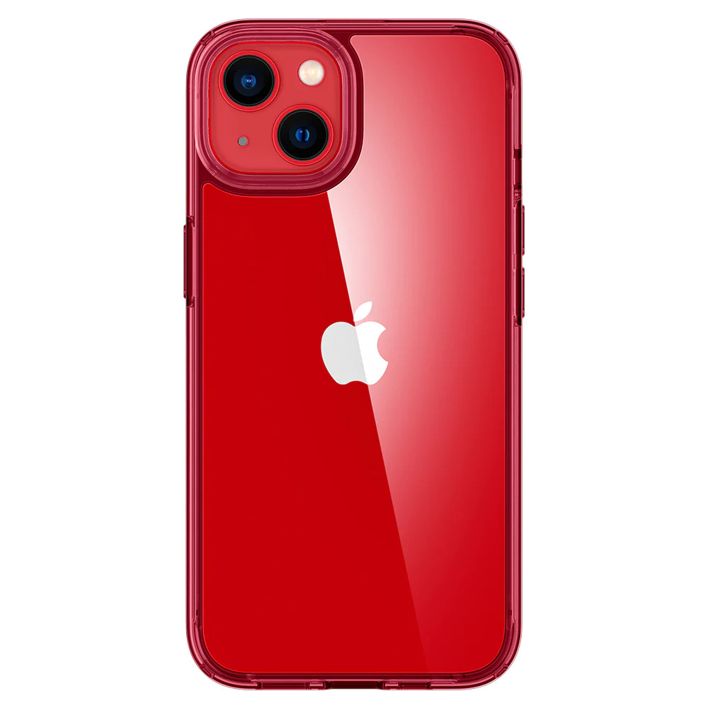 Spigen's Ultra Hybrid Case for the iPhone 13 mini. It shows the red version of the case.