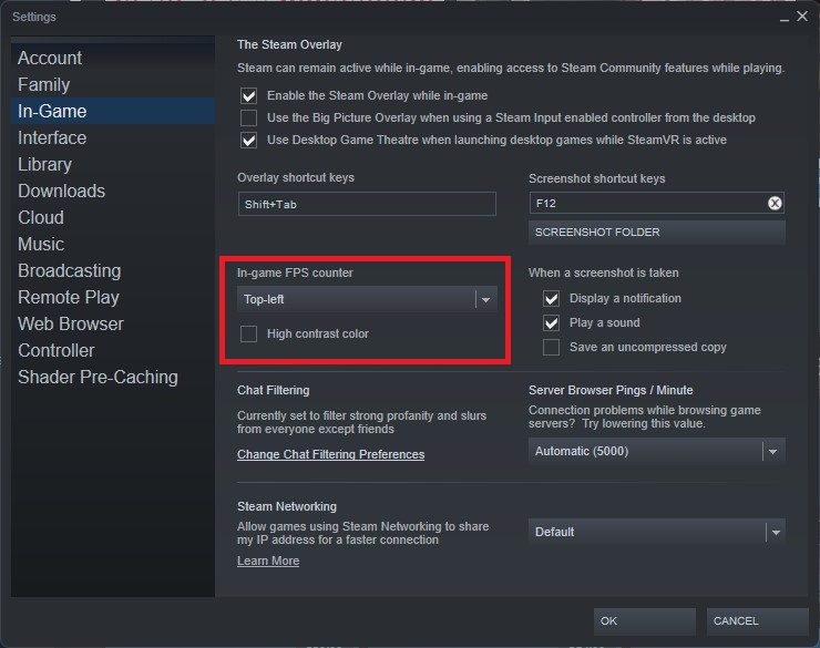Steam fps counter option.
