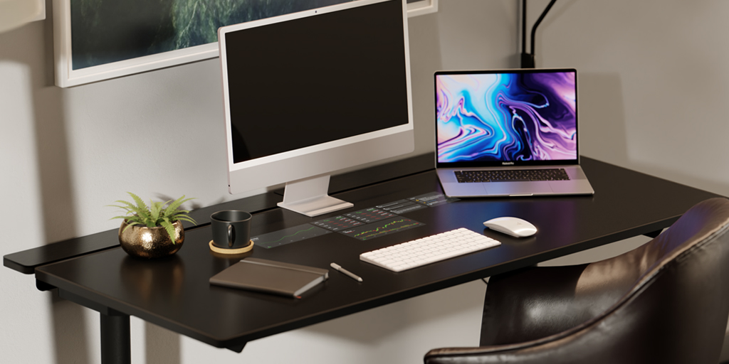 desk with built in screen