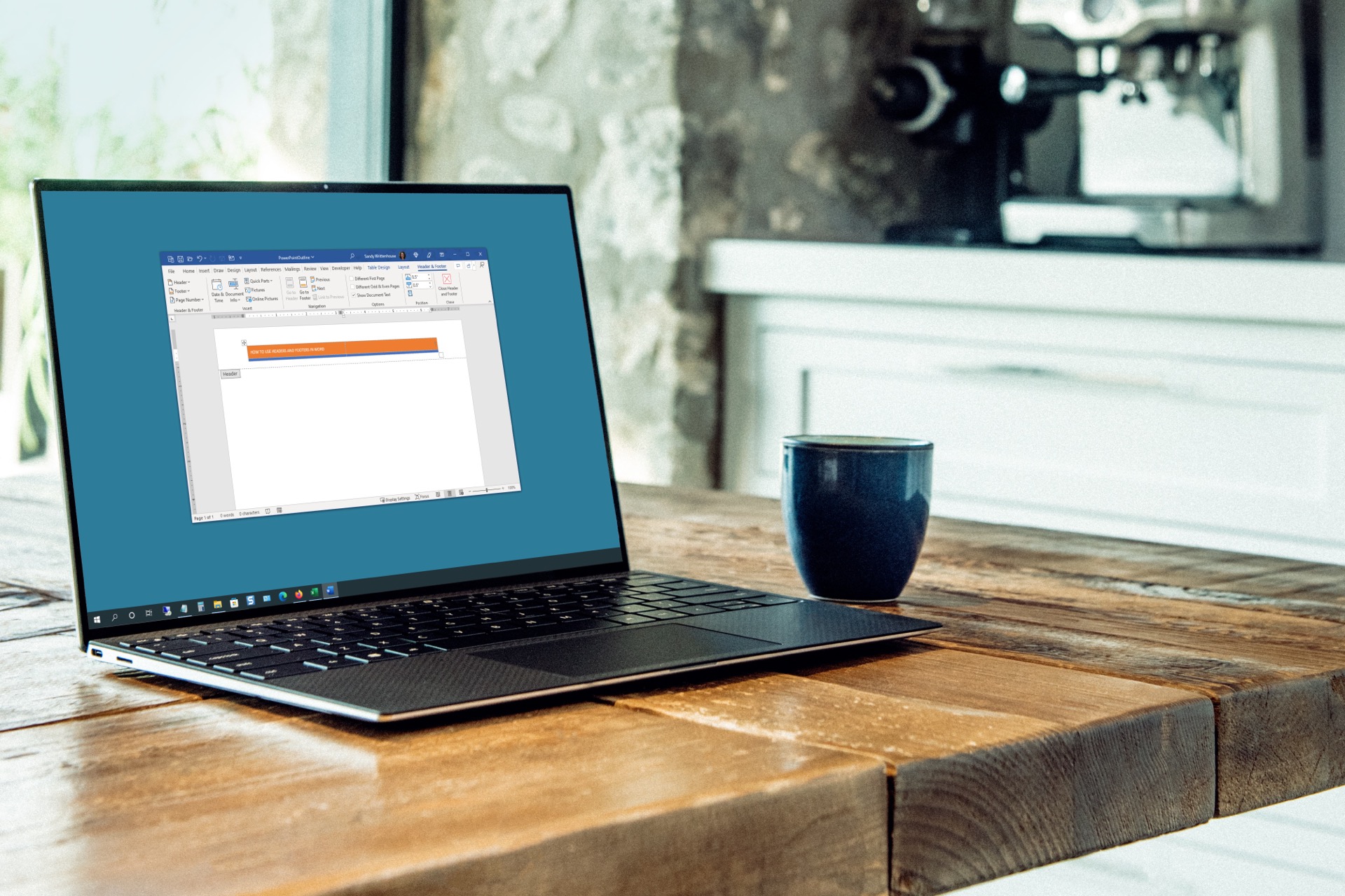 how to use headers and footers in word header document laptop table