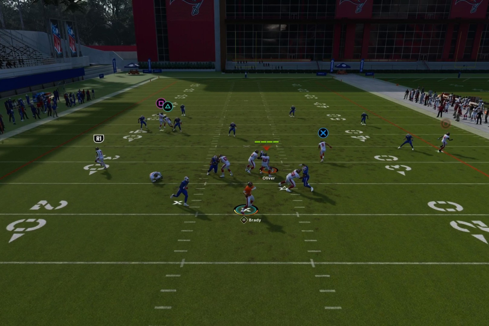 The TE gets wide open on a delayed fade route in Madden 23. 
