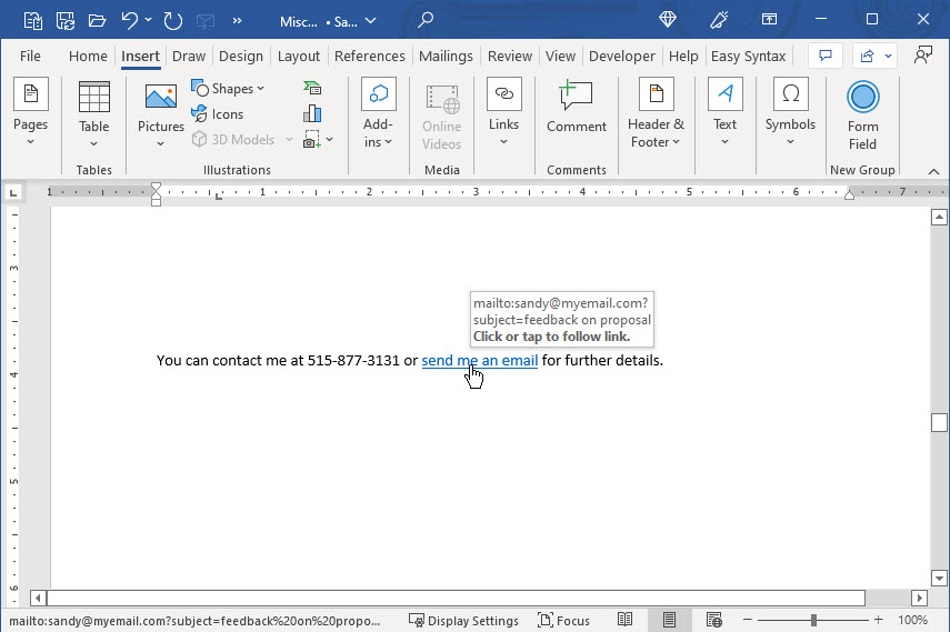 How to add hyperlinks in Word