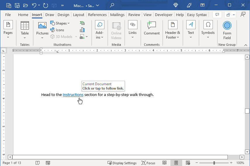 How to add hyperlinks in Word