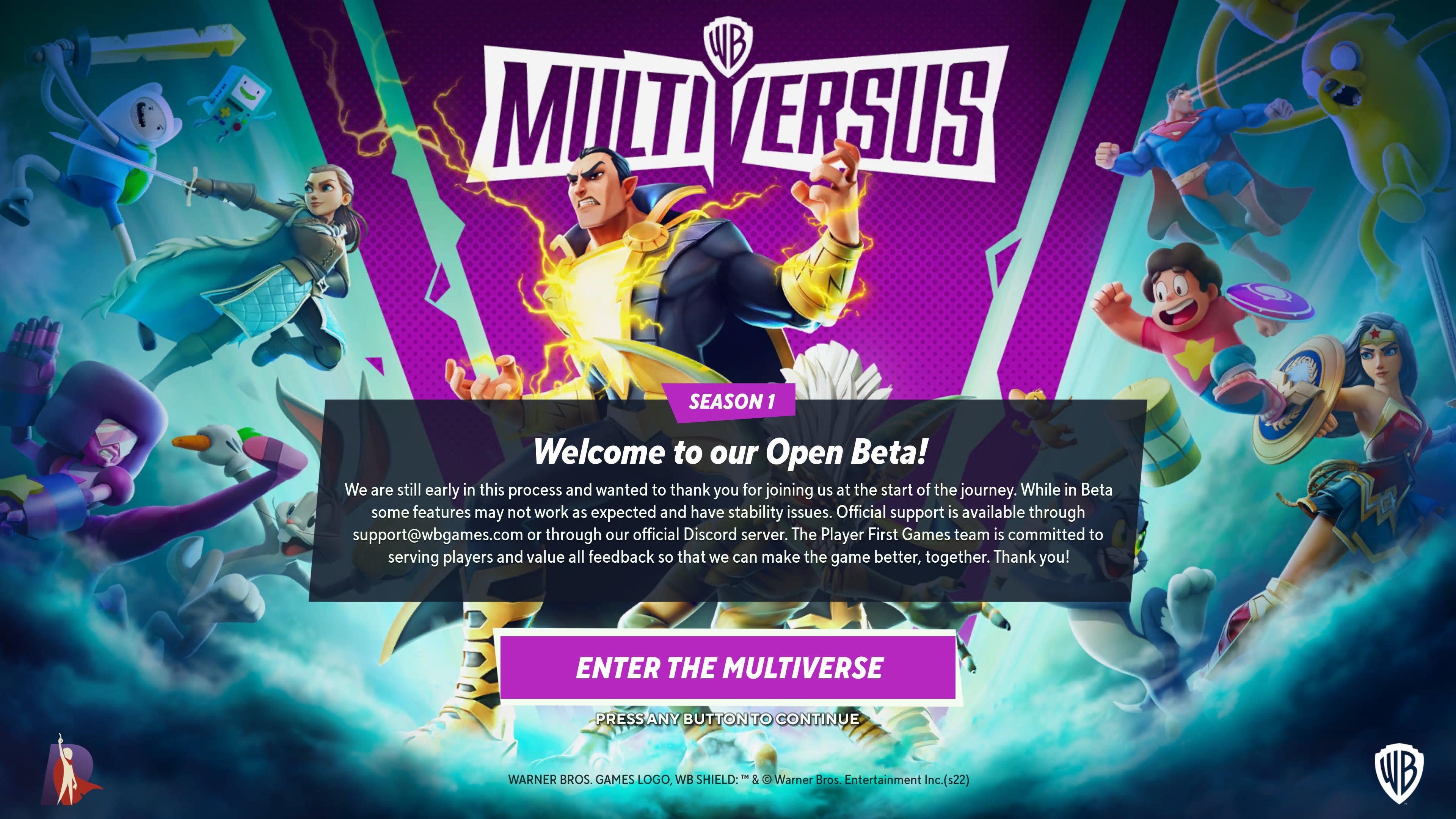 Black Adam and Stripe appear in MultiVersus promo art.