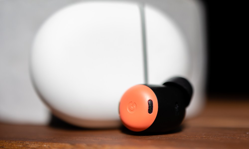 Google Pixel Buds Pro and their case.