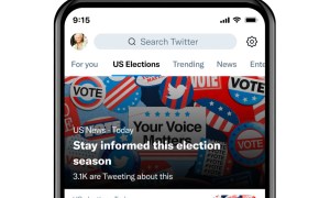 Twitter's new election-specific features shown on a smartphone.