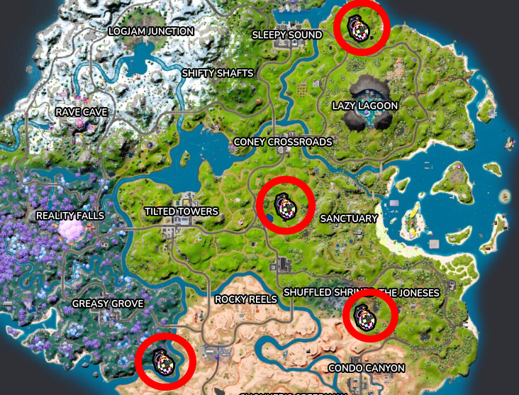 Map of IO stations in Fortnite.