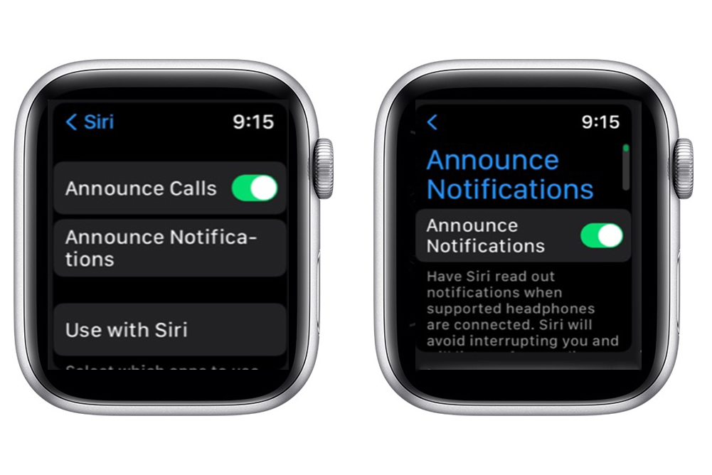 How to turn online off siri on iwatch