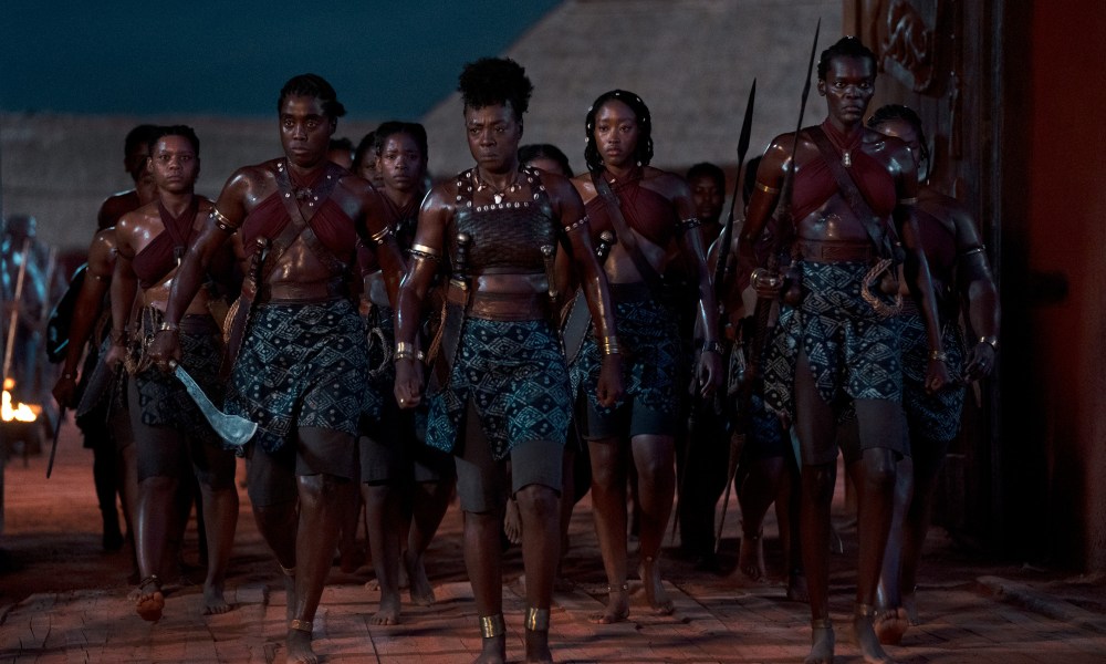 Viola Davis leads a group of female warriors in the movie The Woman King.