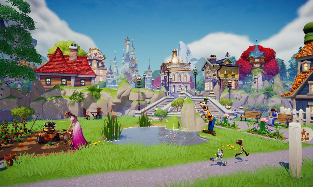 A town landscape appears in Disney Dreamlight Valley.