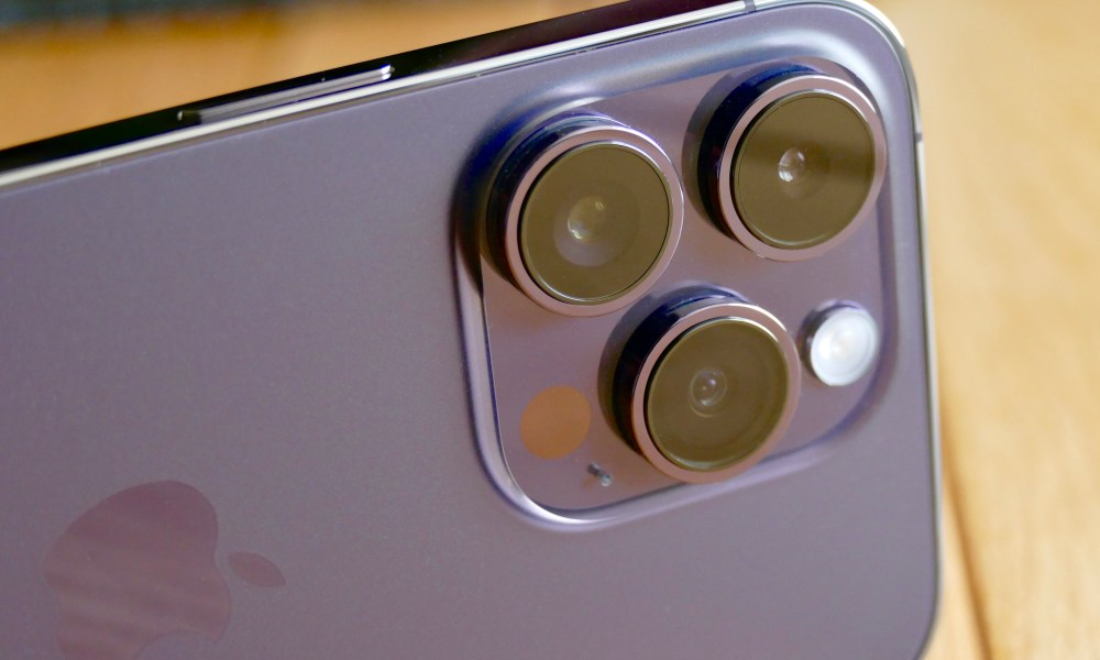 The camera module on the iPhone 14 Pro.