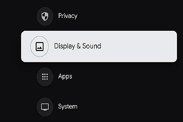 Opción de visualización y sonido en Google TV.
