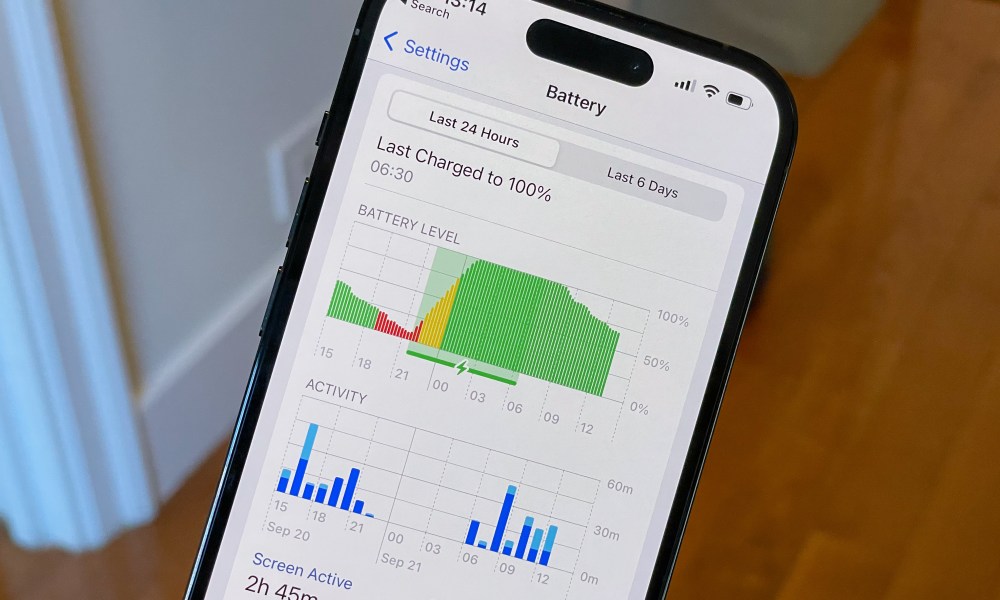 iPhone 14 Pro battery life settings.