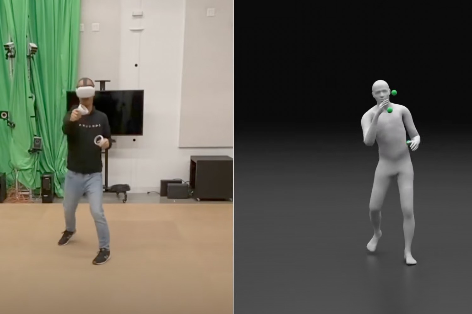 Körperverfolgung in VR mit einem Quest-Headset.