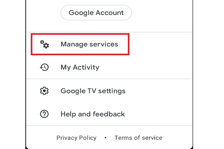 Tu configuración de servicios en Google TV.