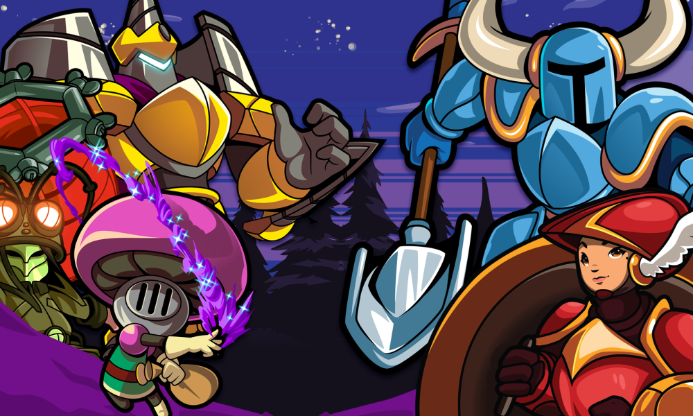 The cast of Shovel Knight Dig stand together in promo art.