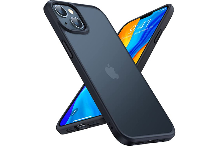The front and back of the Torras Guardian Case in black for the iPhone 14
