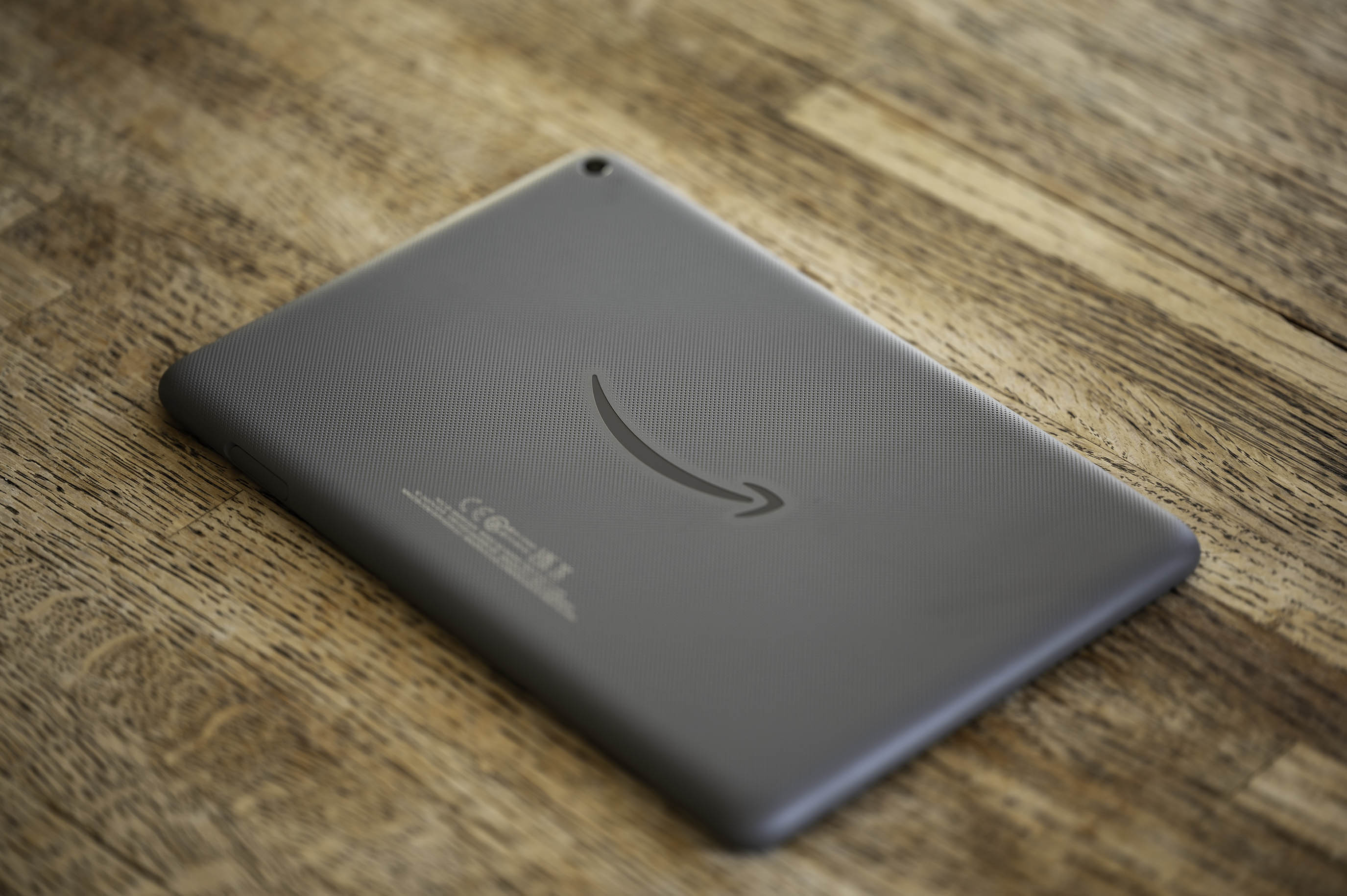 Amazon Fire HD 8 Plus (2022) back seen at an angle.