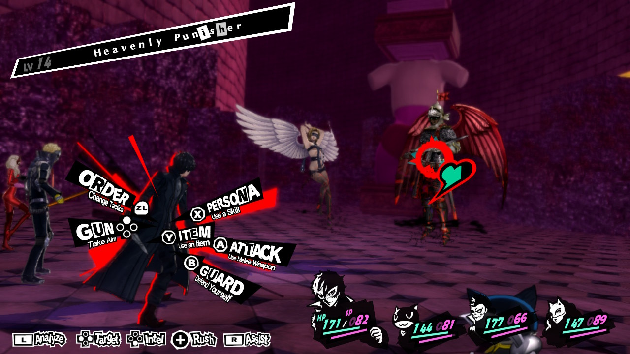 The Persona 5 Royal battle user interface on Nintendo Switch.