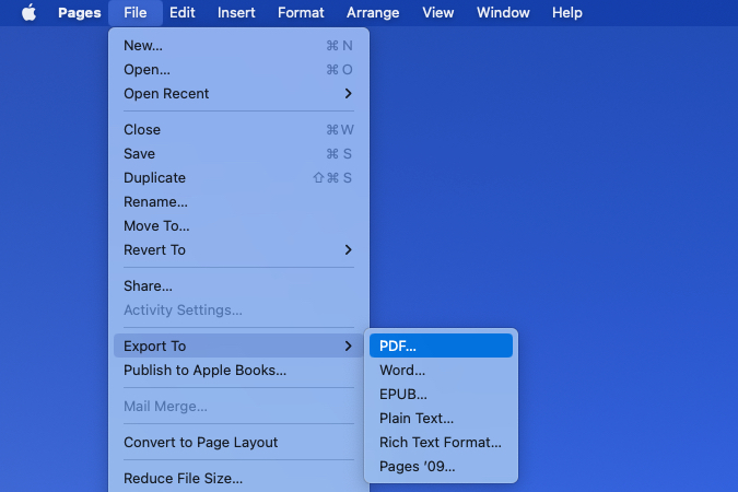 how to turn mac pages into pdf