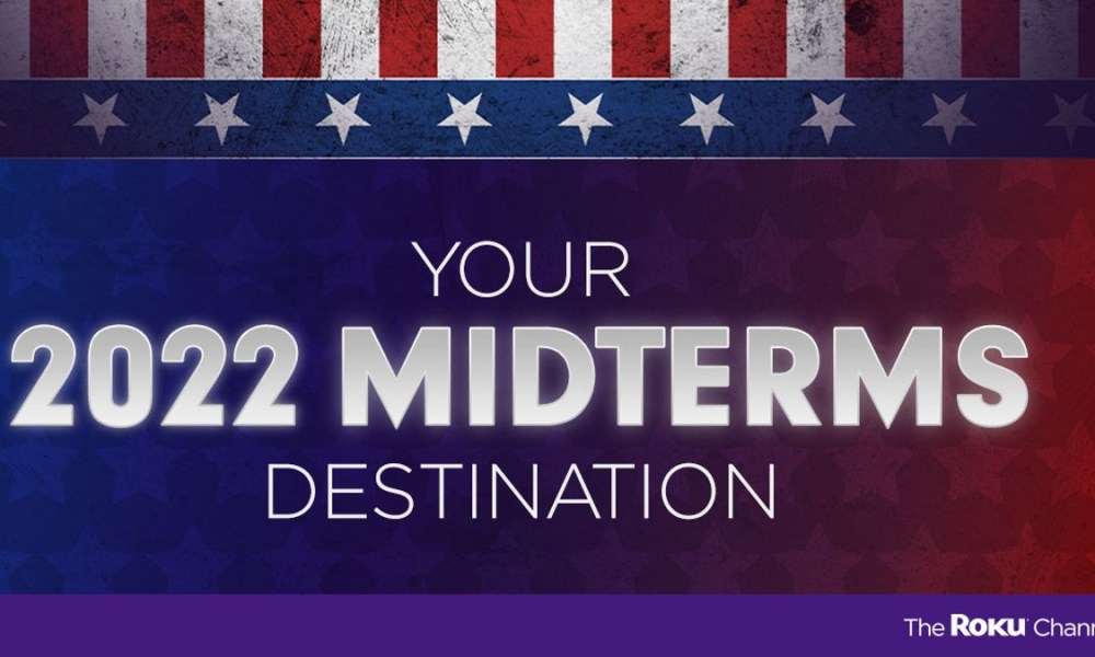 A picture of the logo for the 2022 Midterm elections at Roku.