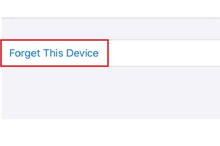 iOS olvida el dispositivo en el menú de Bluetooth.