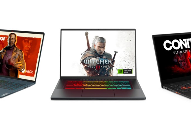 Three gaming Chromebooks with games on them.