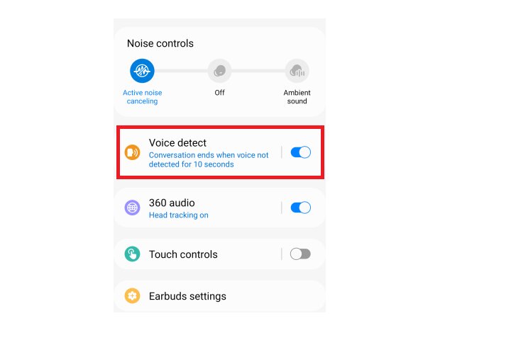Detecção de voz no aplicativo Galaxy Wearable.
