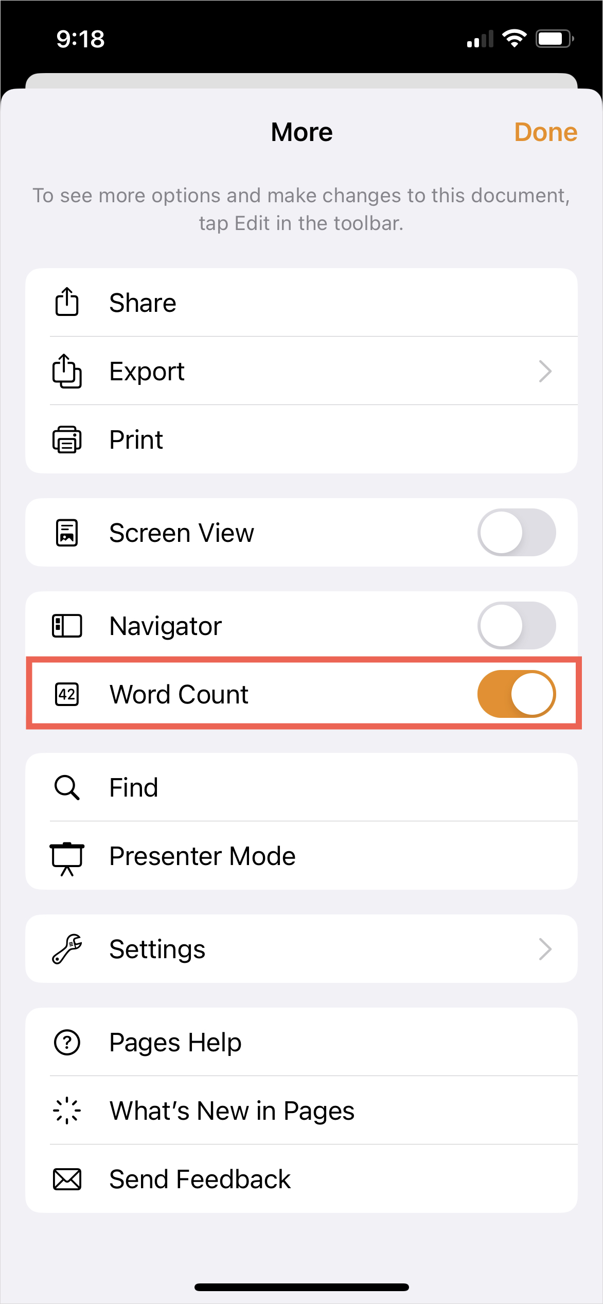 Show word count and other statistics in Pages on iPad - Apple Support