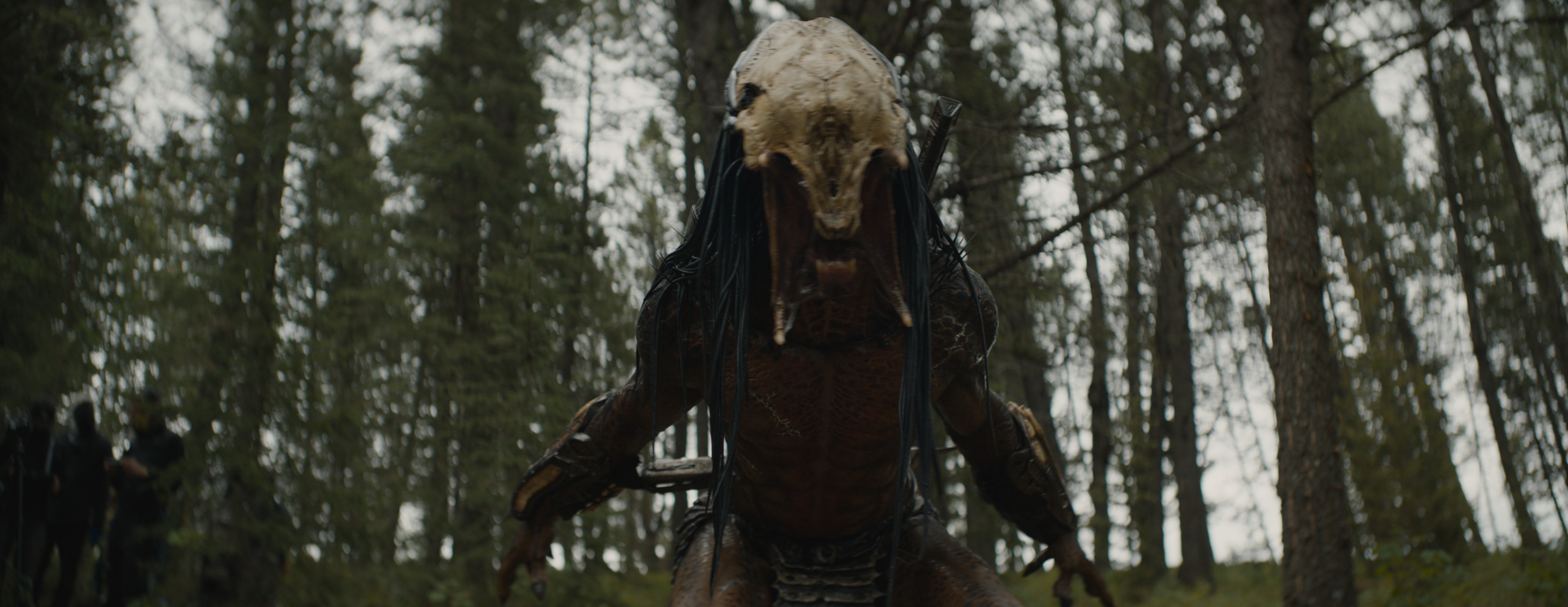 A camera shot of the Predator in a scene from Prey, before visual effects are applied.