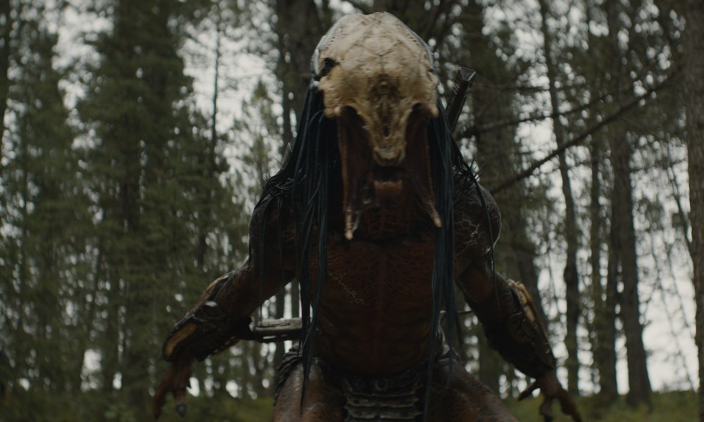 A camera shot of the Predator in a scene from Prey, before visual effects are applied.