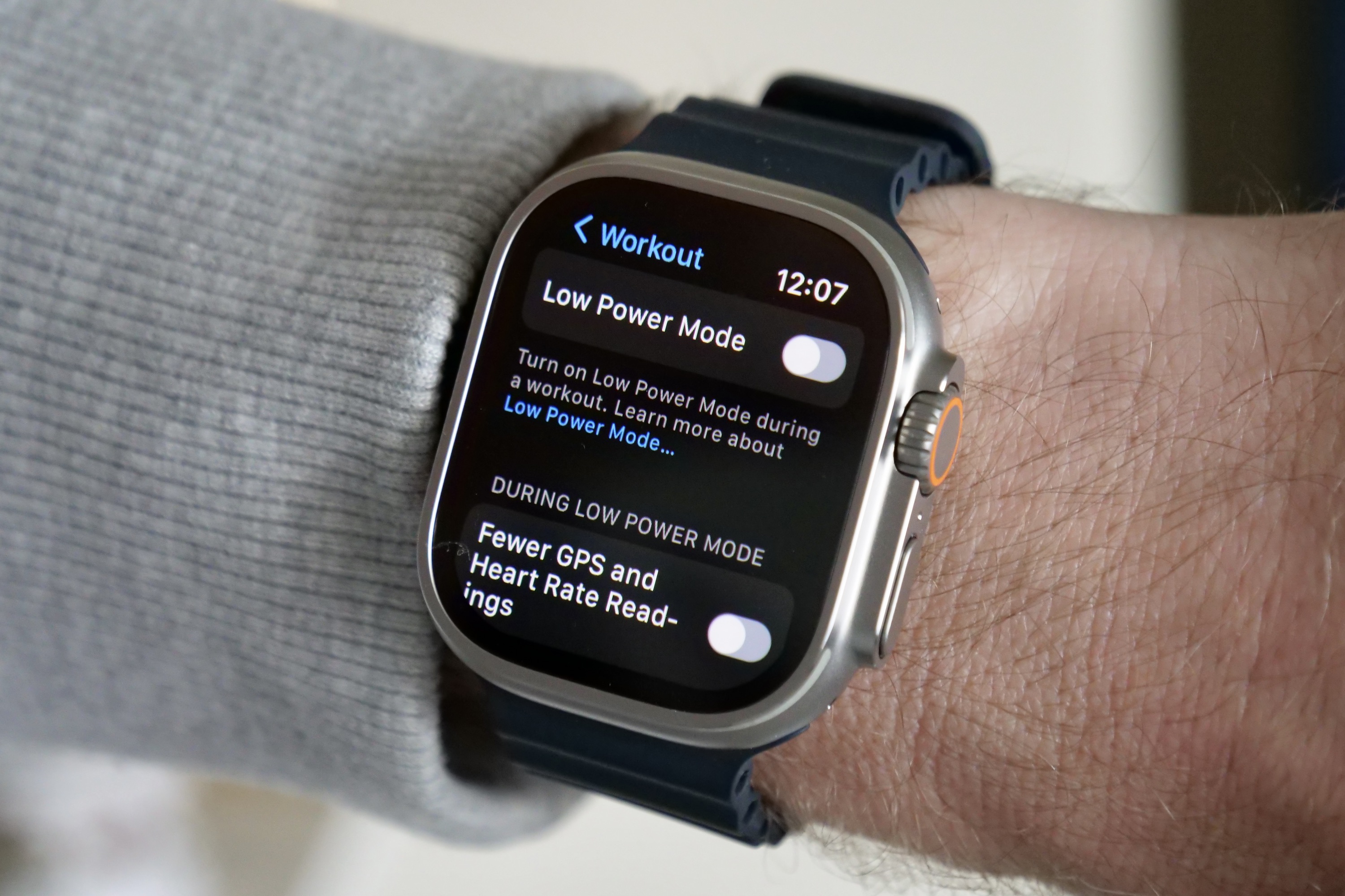 Low Power Mode on the Apple Watch Ultra.