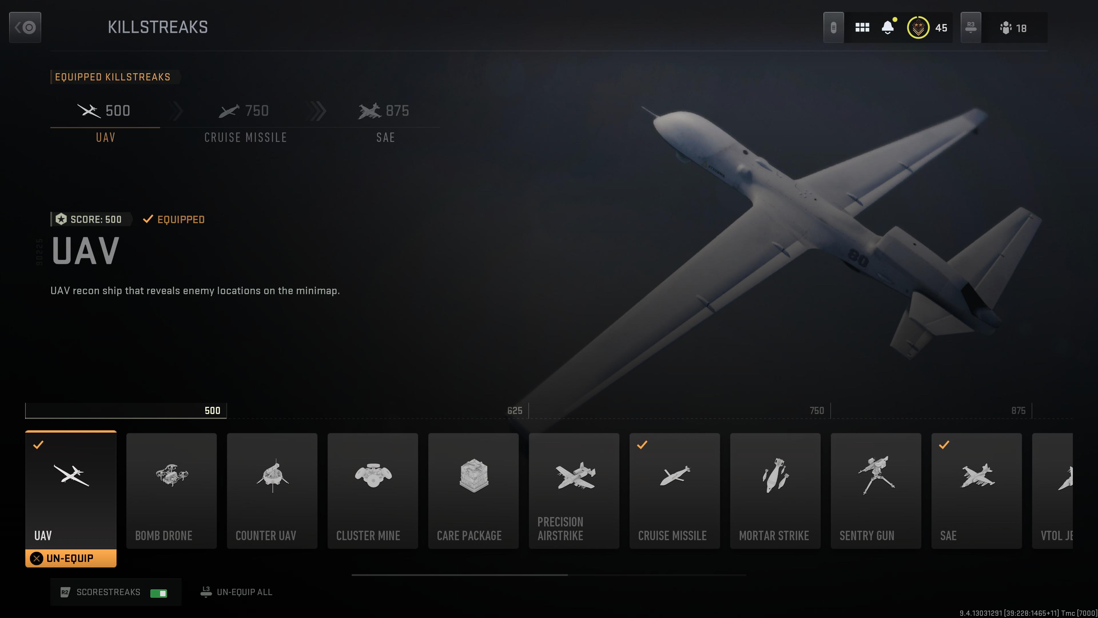 The Scorestreaks page in Modern Warfare II.