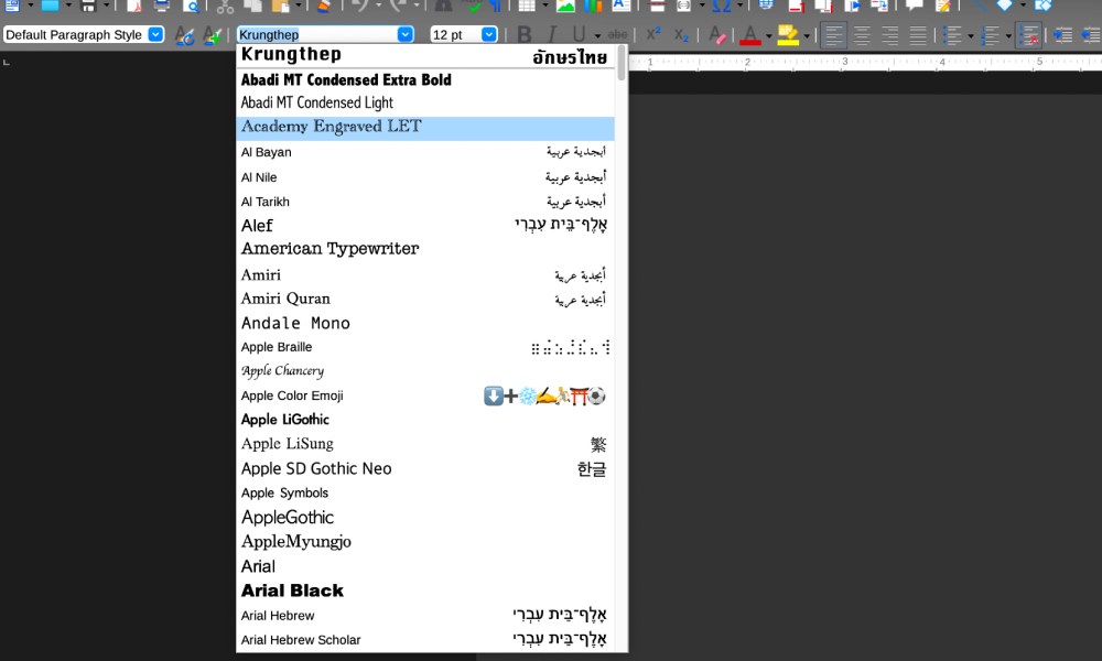 LibreOffice Fonts.